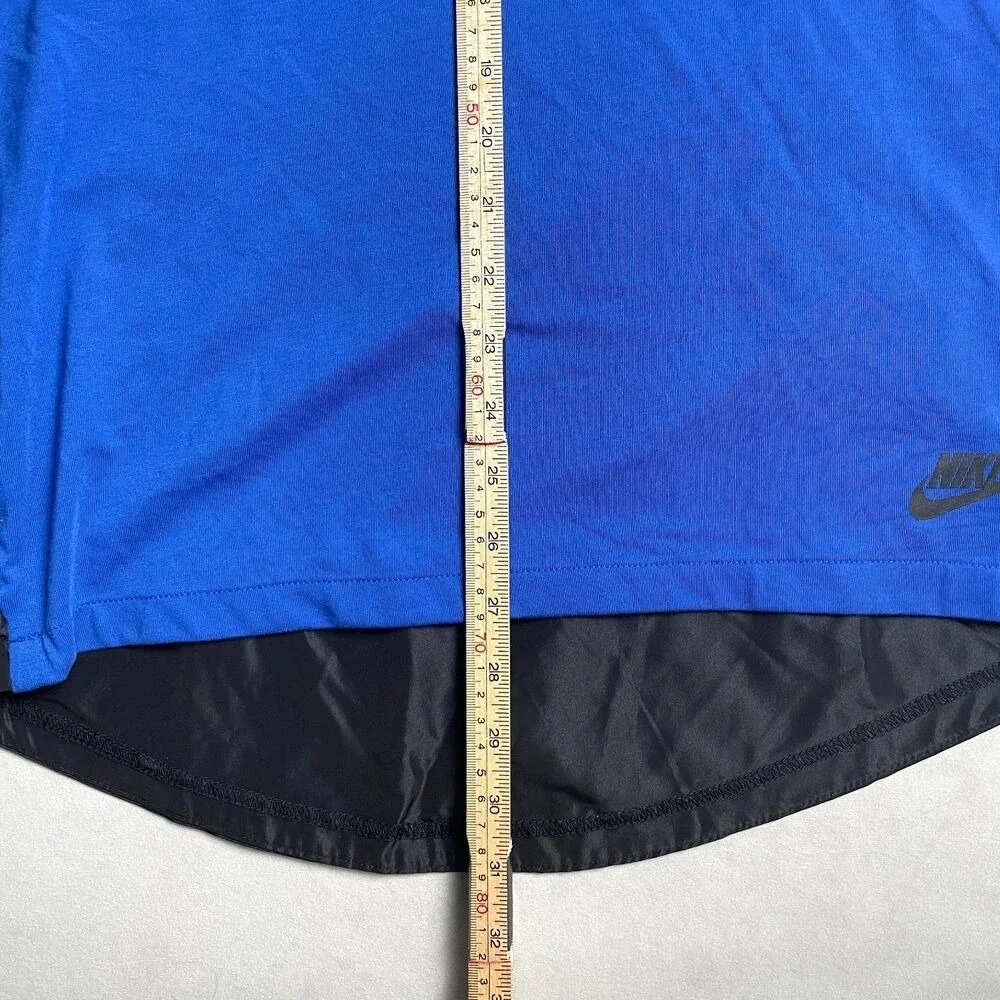 Nike Mens Sportswear Tech Pack Short Sleeve Top Blue Black Zip Pocket Medium